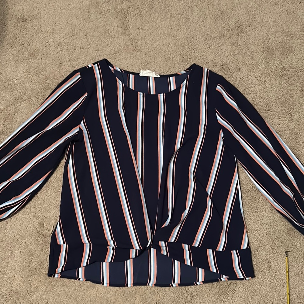Pink Republic Navy Blue Front Knot Shirt Size M - Picture 7 of 13